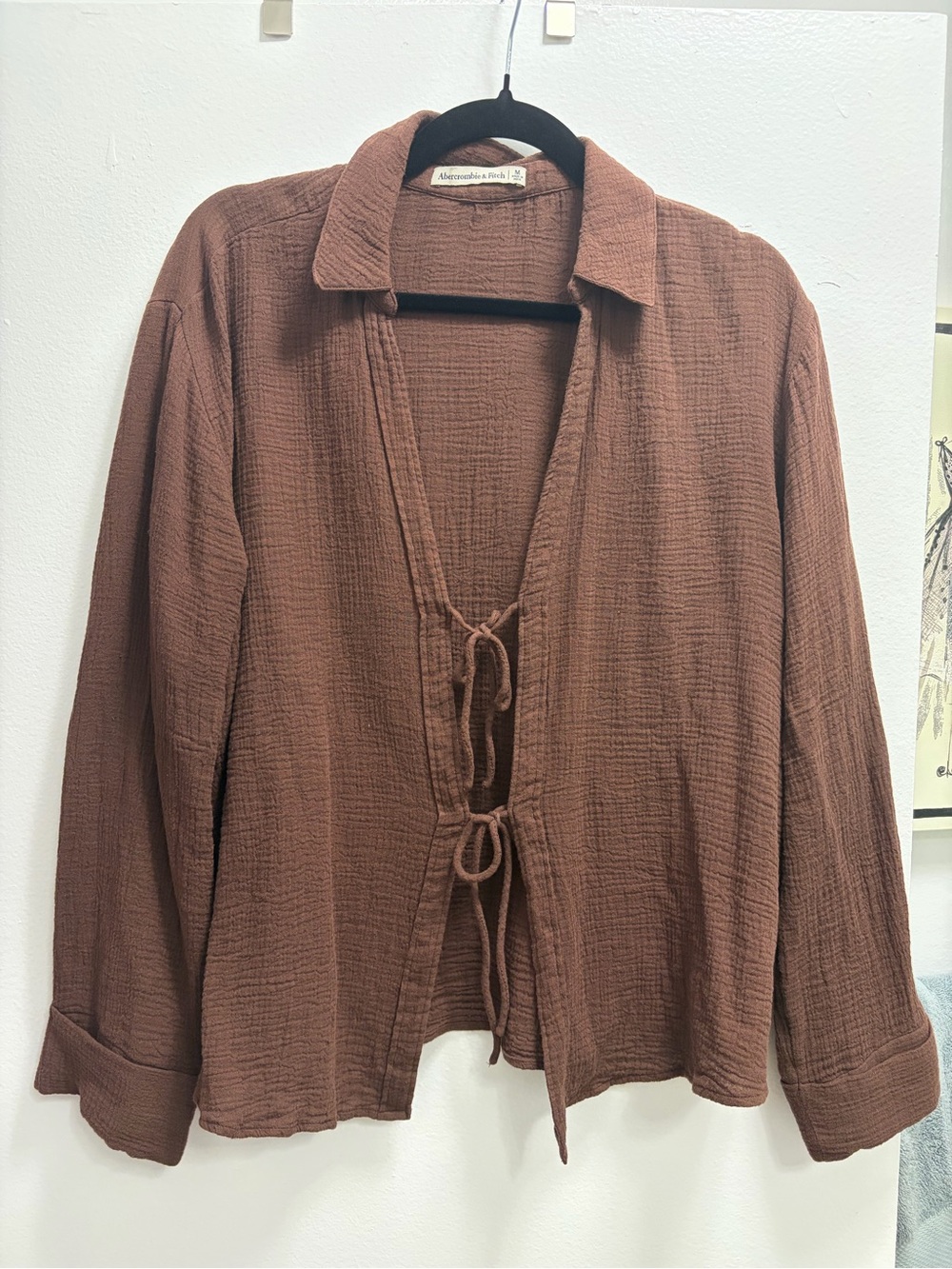 Abercrombie & Fitch Brown Tie-Front Textured Tunic